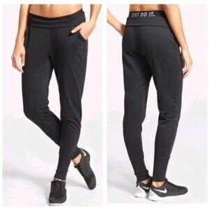 Nike Women's Dri-Fit Obsessed Training Pants Jogger Black Knit Stretch Pants M